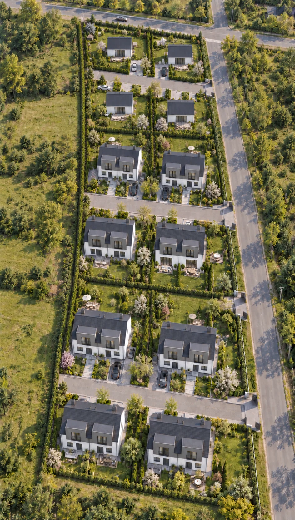 Plan osiedla Sielski Zakątek · 12 budynków bliźniaczych, 24 lokale